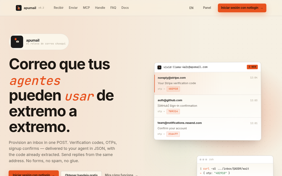 apumail.com — email inboxes for AI agents